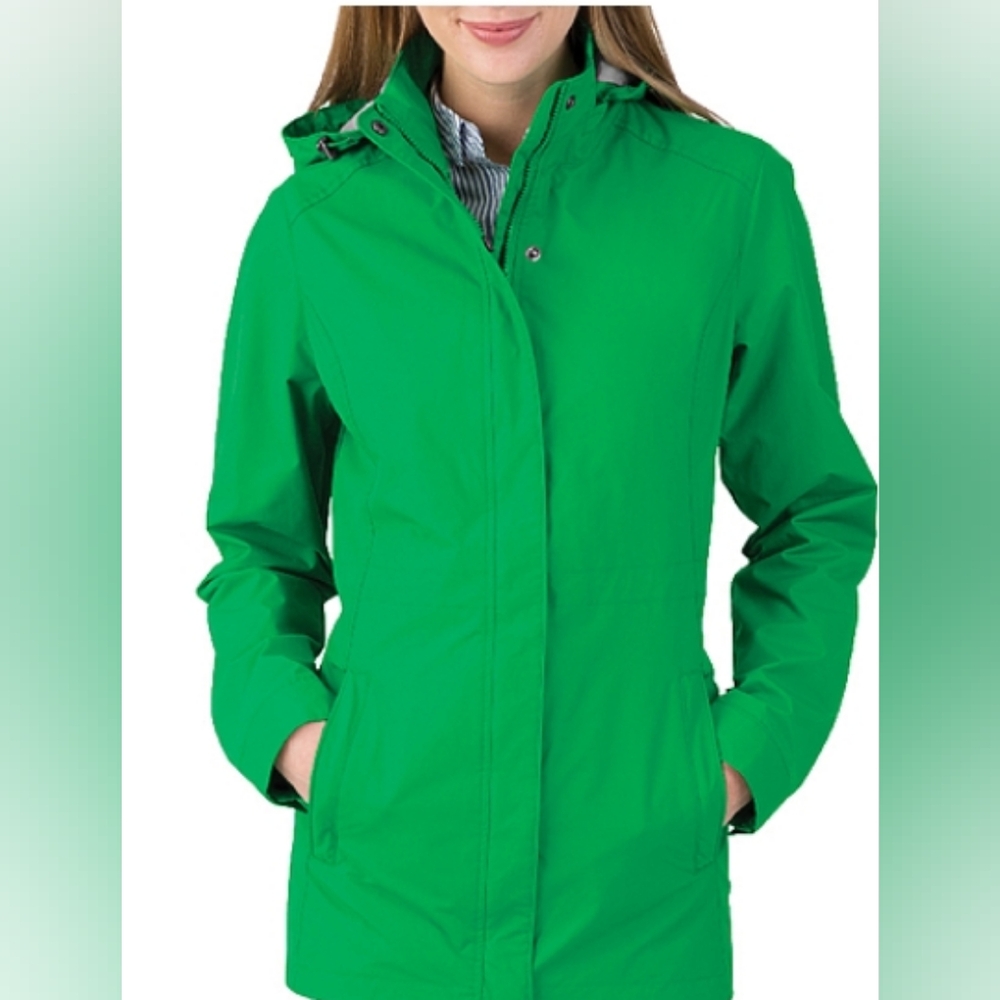 Charles River Apparel Green Hooded Trench Coat